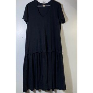Womens Free People Free-est Cotton Drop Waist Midi Dress Black XS
